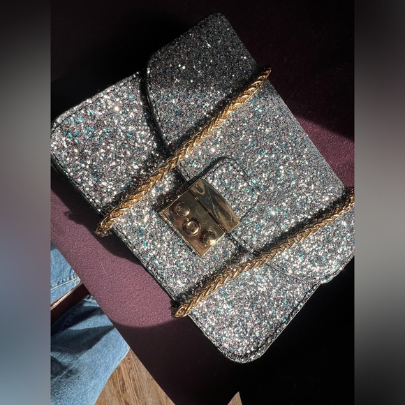 French Connection Glitter Bag with Gold chain Never used. - Picture 6 of 10